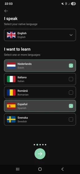 ToTo language selection: choose from Spanish, Dutch, Italian, Romanian, Swedish and more